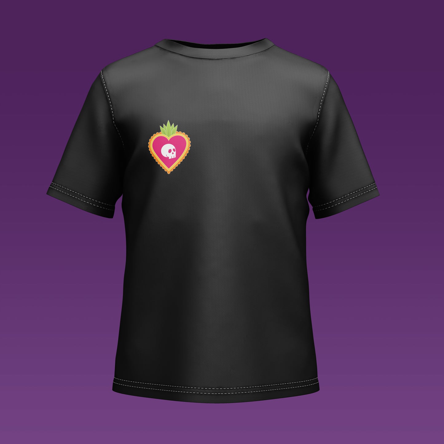 Playera Calaveria - Diseño para Niño y Niña Calavera con corazon en negro
