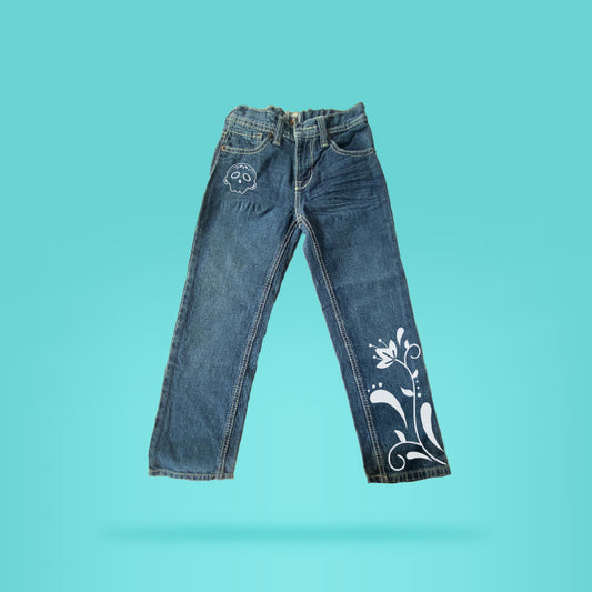 Pantalon Calaveria - Diseño de flor y calavera para niña