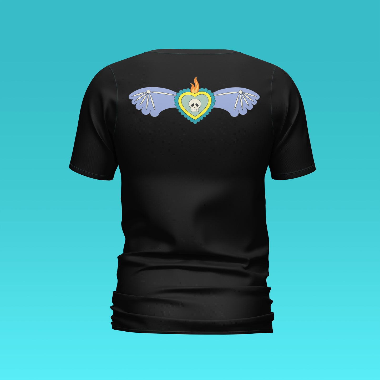 Playera Calaveria - Diseño para Hombre Calavera con Corazón en negro