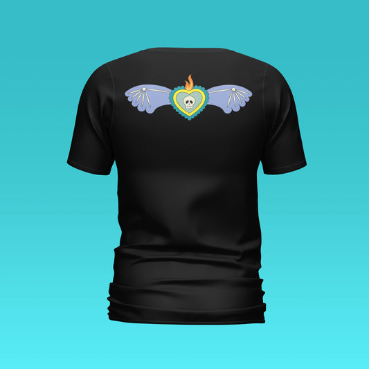 Playera Calaveria - Diseño para Hombre Calavera con Corazón en negro