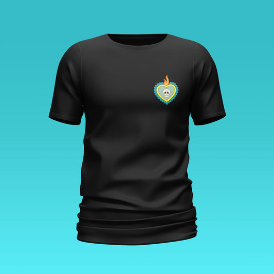 Playera Calaveria - Diseño para Hombre Calavera con Corazón en negro