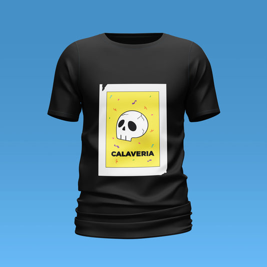 Playera Calaveria - Diseño para Hombre Calavera Lotería en negro