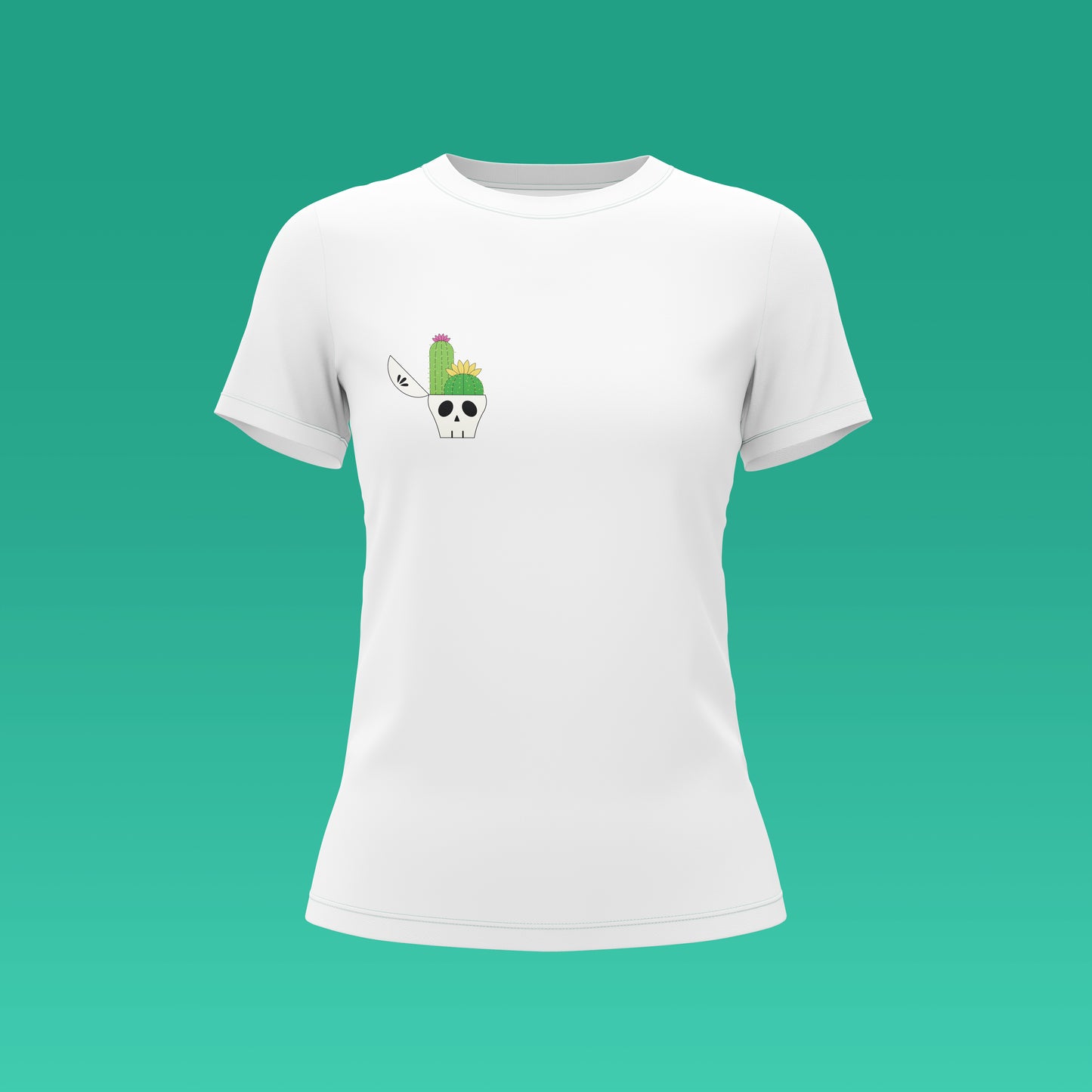 Playera Calaveria - Diseño para Mujer Calavera con Cactus