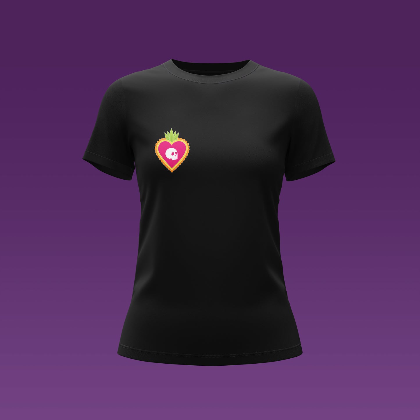 Playera Calaveria - Diseño para Mujer Calavera con corazon en negro