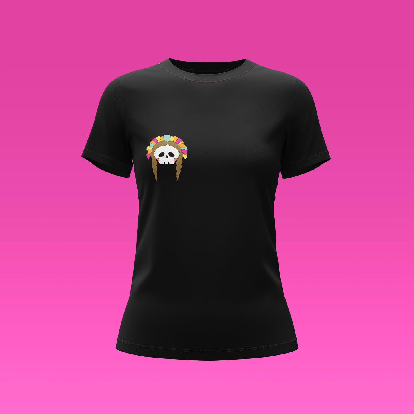 Playera Calveria - Diseño para mujer Flor en la Espalda en negro
