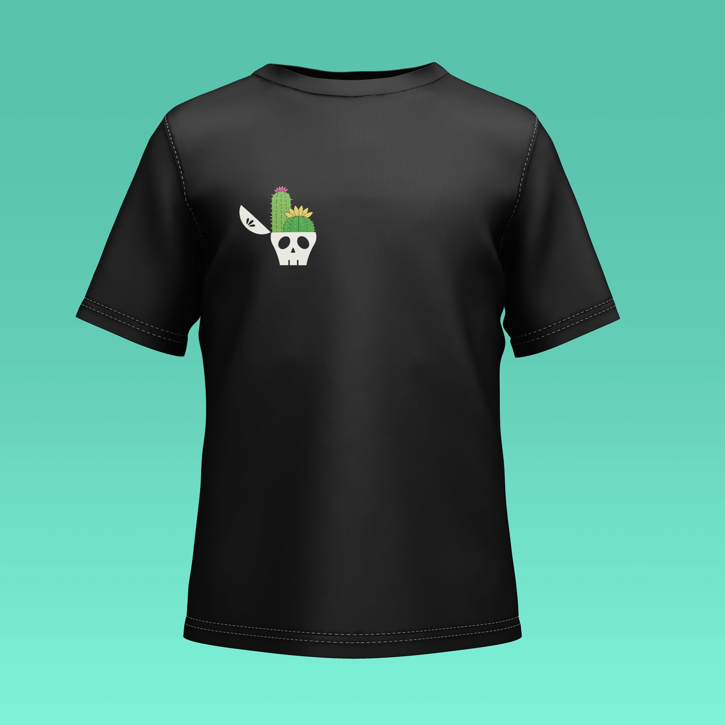 Playera Calaveria - Diseño para Niño y Niña Calavera con Cactus en negro