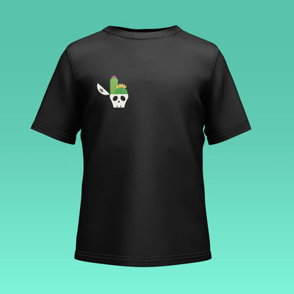 Playera Calaveria - Diseño para Niño y Niña Calavera con Cactus en negro