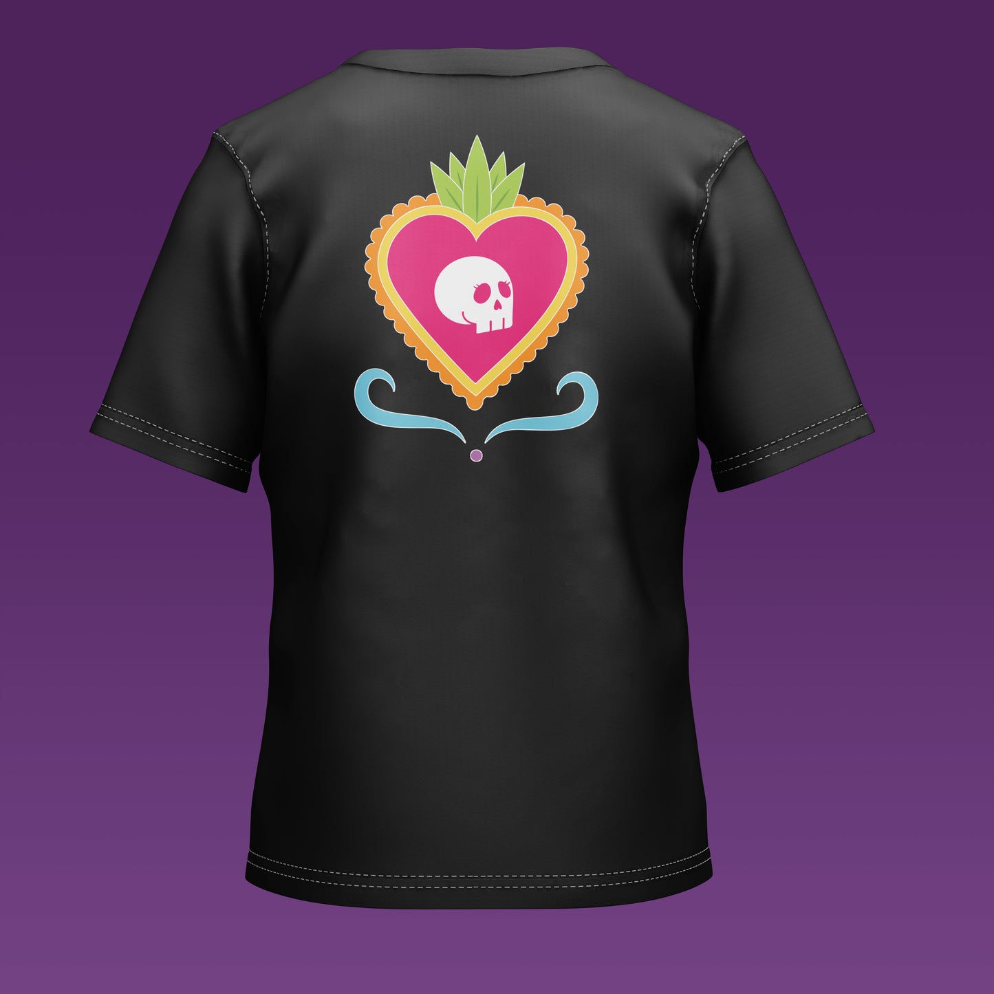 Playera Calaveria - Diseño para Niño y Niña Calavera con corazon en negro