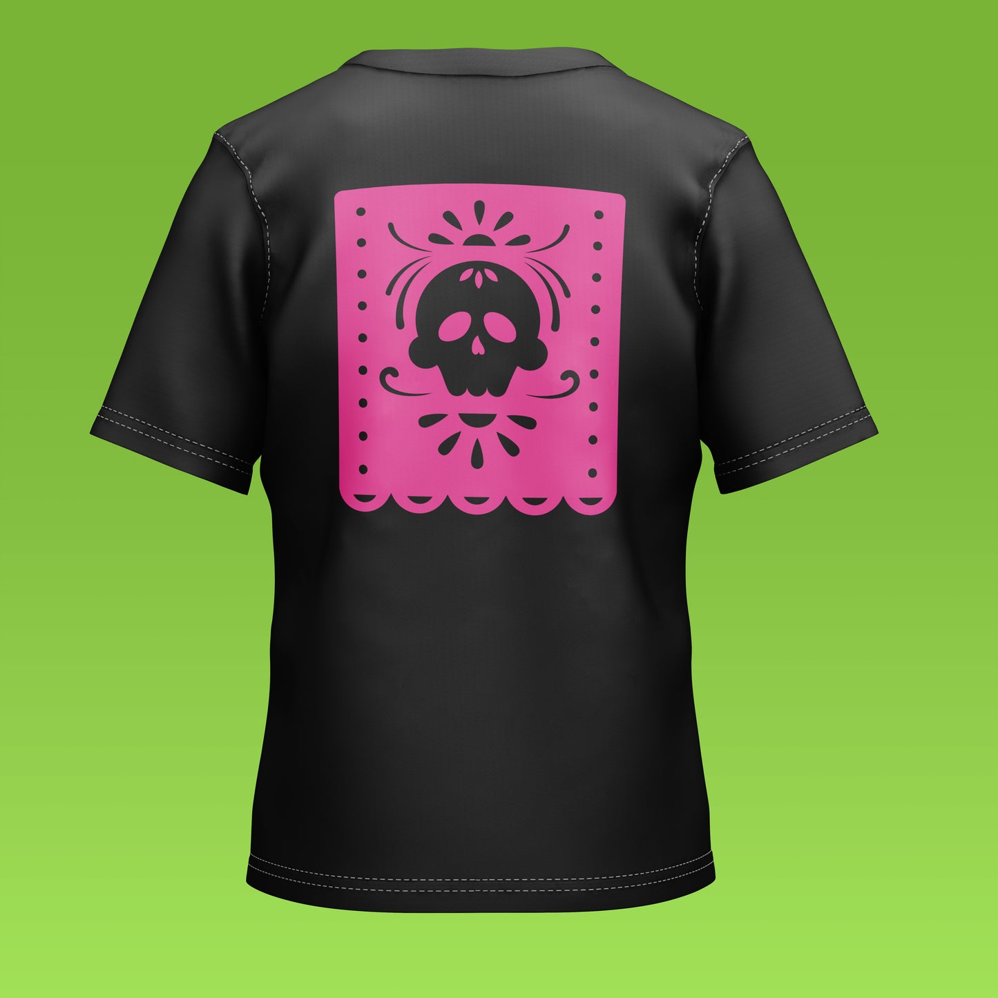 Playera Calaveria - Diseño para Niño y Niña Calavera Papel Picado en negro