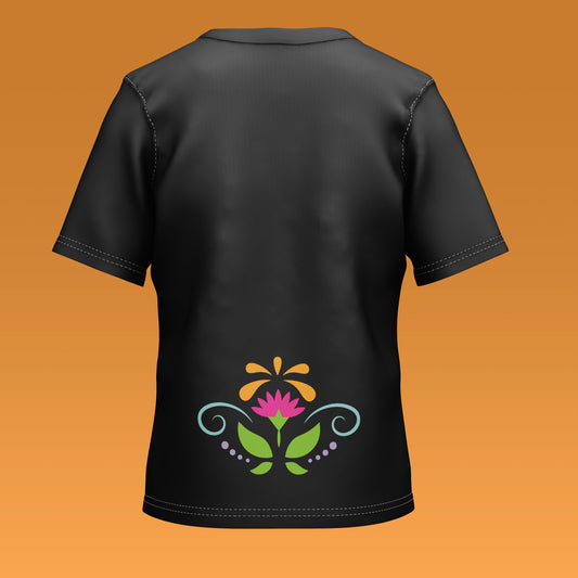 Playera Calaveria - Diseño para Niño y Niña Calavera con Sombrero en negro