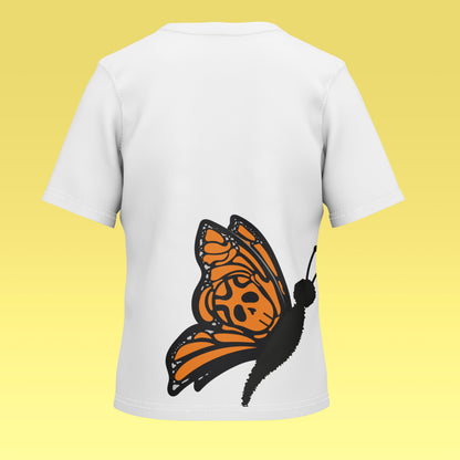Playera Calaveria - Diseño para Niño y Niña Calavera Monarca en la Espalda